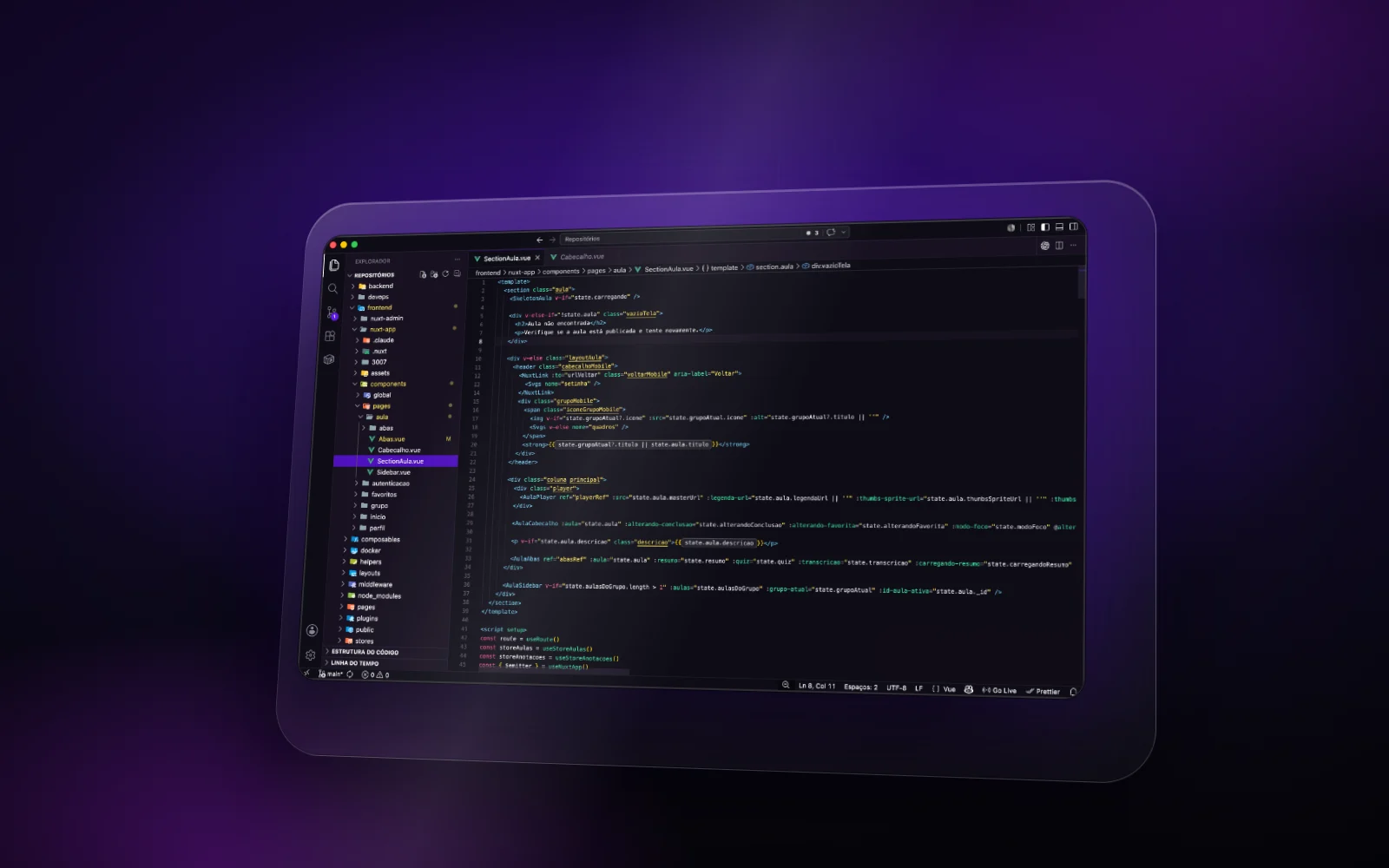 Capa do template Tema EduSites para VS Code (escuro e claro)