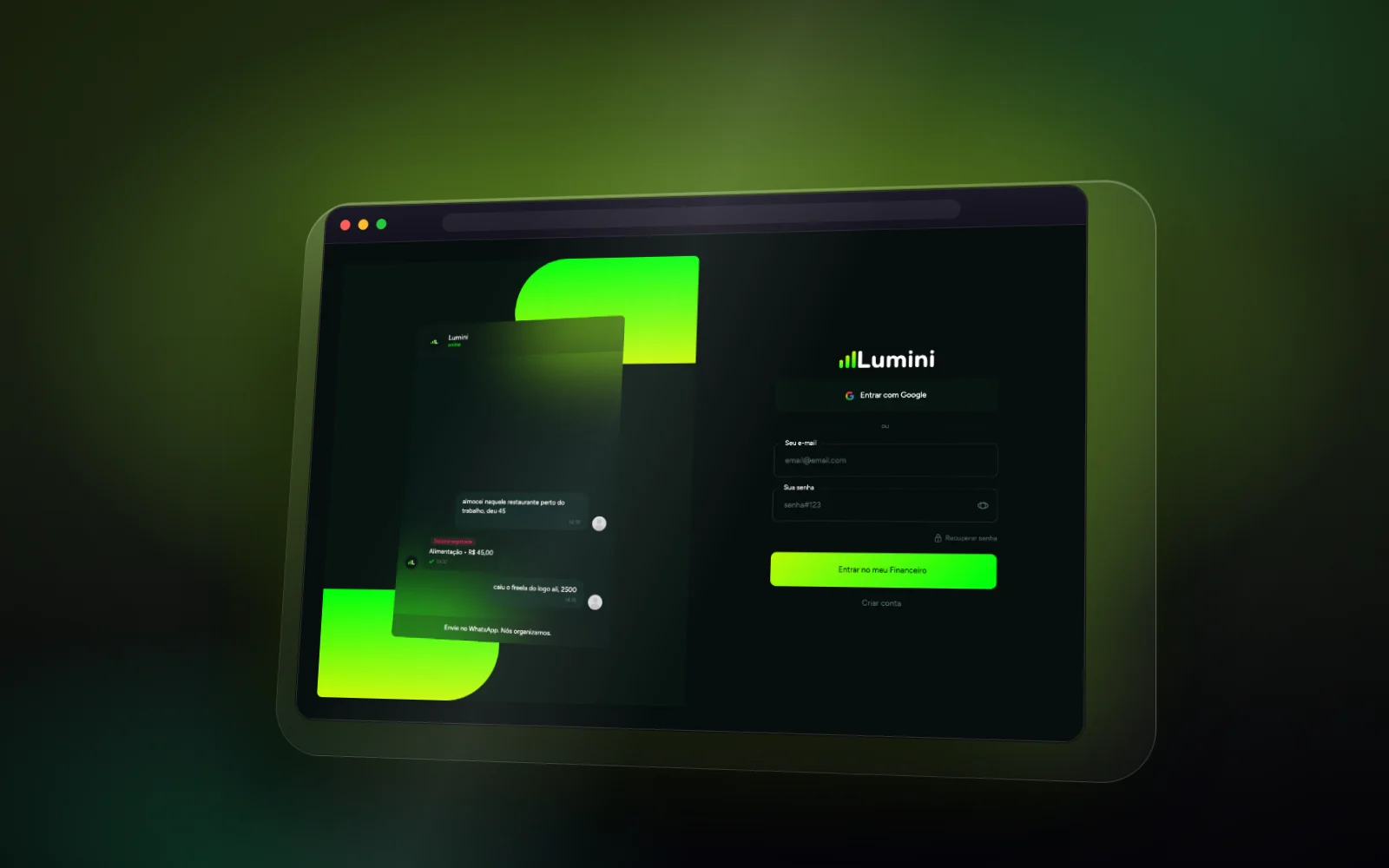 Capa do template Lumini: app de finanças pessoais com IA