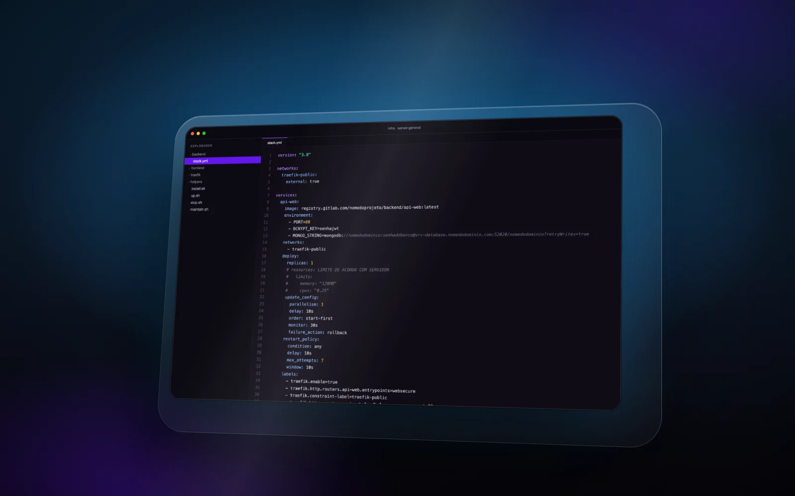 Capa do template Infra de produção com Docker Swarm e MongoDB